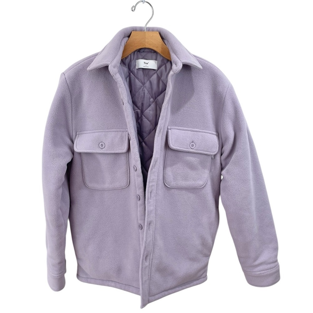 TNA Lavender Purple Ash Mauve Polar Fleece Quilted Shirt Jacket Size 1 (XS) - Picture 5 of 11